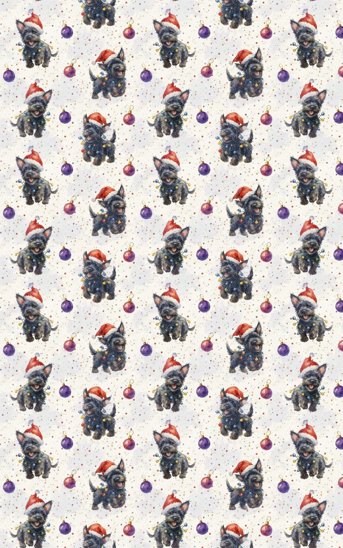 Adorable Santa Hat Dog Gift Wrap, Terrier Christmas Wrapping Paper, Jingle Paw Festive Terrier Wrapping Paper, Holiday Puppy 