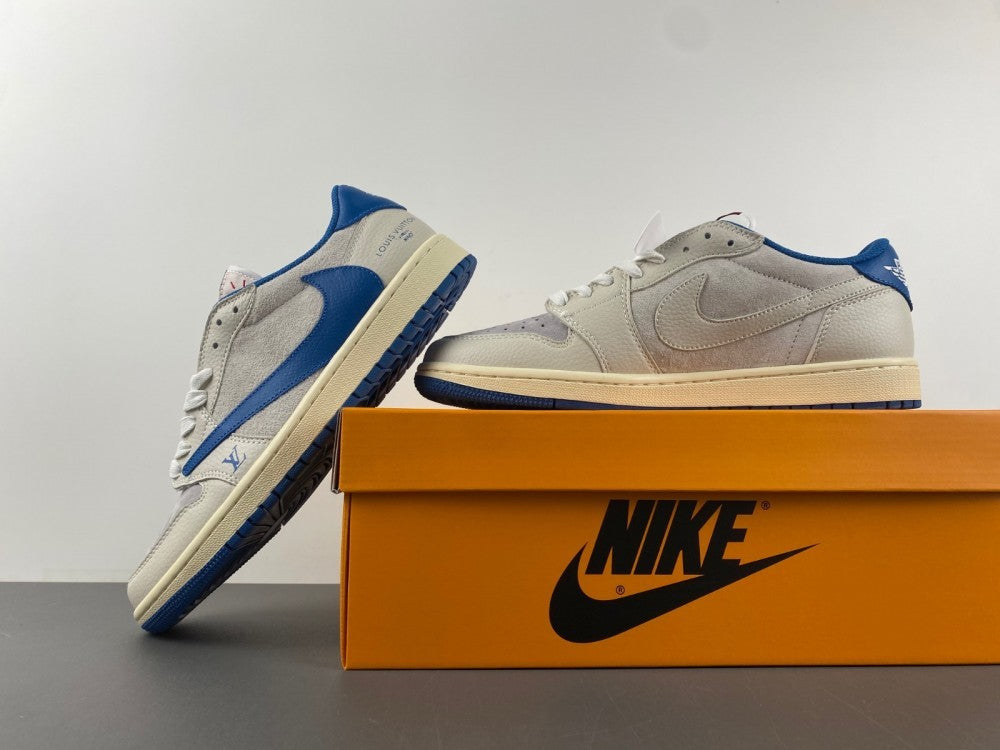 Low Top Sneakers, Royal Blue White Gray Colorway, Reverse Hook Design, Lace Up Design, Casual Gift for Sneaker Fans