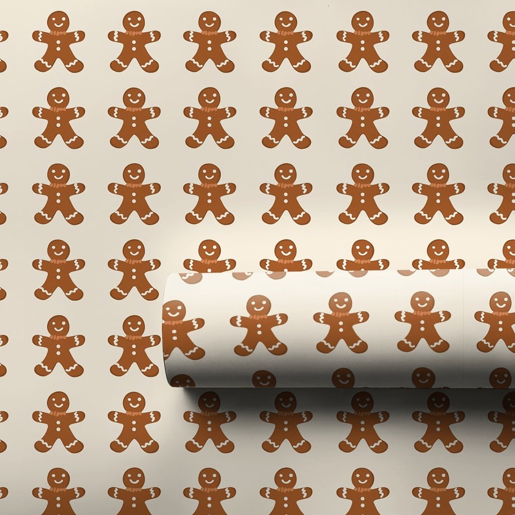 Holiday Cookie Gift Wrap, Gingerbread Man Wrapping Paper, Adorable Christmas Cookie Wrapping Paper, Whimsical Winter Holiday 