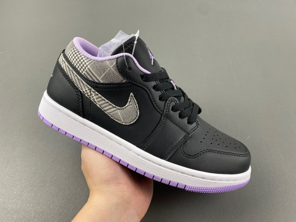 Retro Low Top Sneakers, Black Purple Colorway, Lace Up Design, Casual Gift for Sneaker Fans
