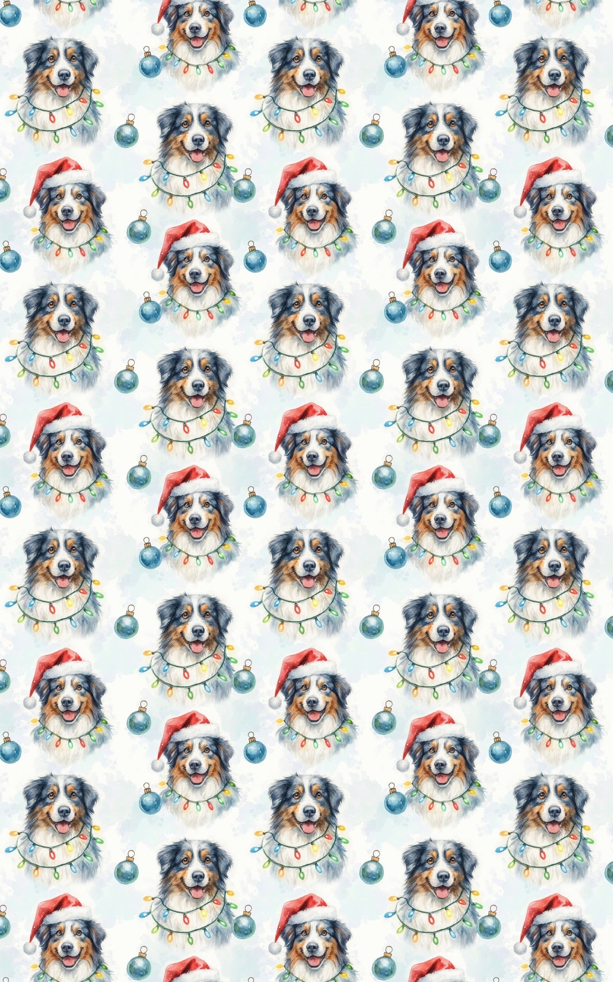 Santa Dog Wrapping Paper, Australian Shepherd Christmas Wrapping Paper, Aussie Holiday Gift Wrap, Dog Lover Wrapping Paper, A