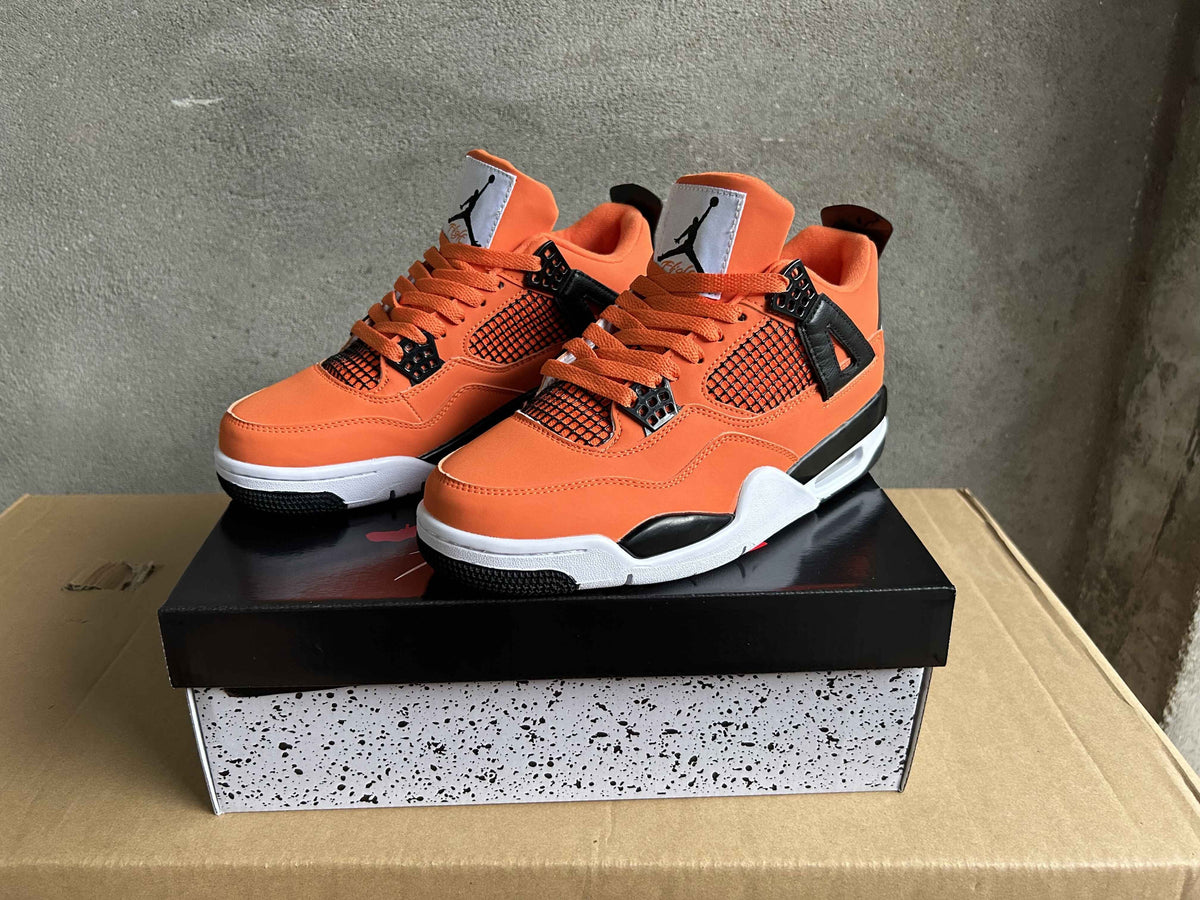 Mid Top Sneakers, Orange Black Colorway, Lace Up Design, Casual Gift for Sneaker Fans