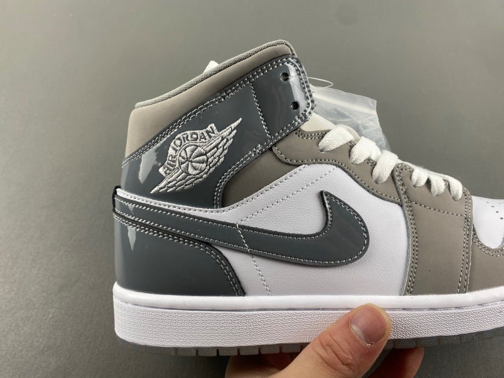 Mid Top Sneakers, White Gray Colorway, Lace Up Design, Casual Gift for Sneaker Fans
