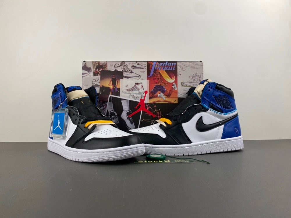 High Top Sneakers, White Black Blue Colorway, Lace Up Design, Casual Gift for Sneaker Fans