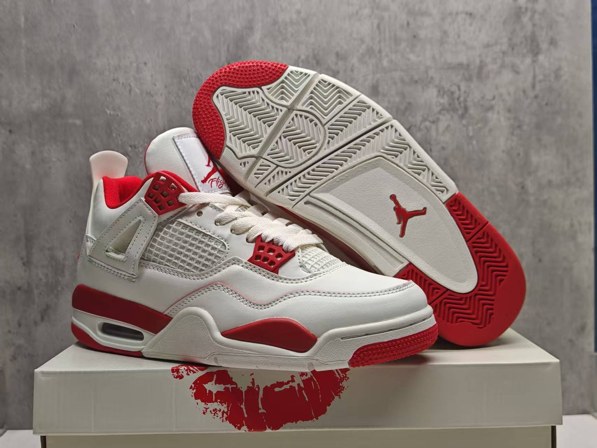 Mid Top Sneakers, Red Colorway, Valentine Design, Lace Up Design, Casual Gift for Sneaker Fans