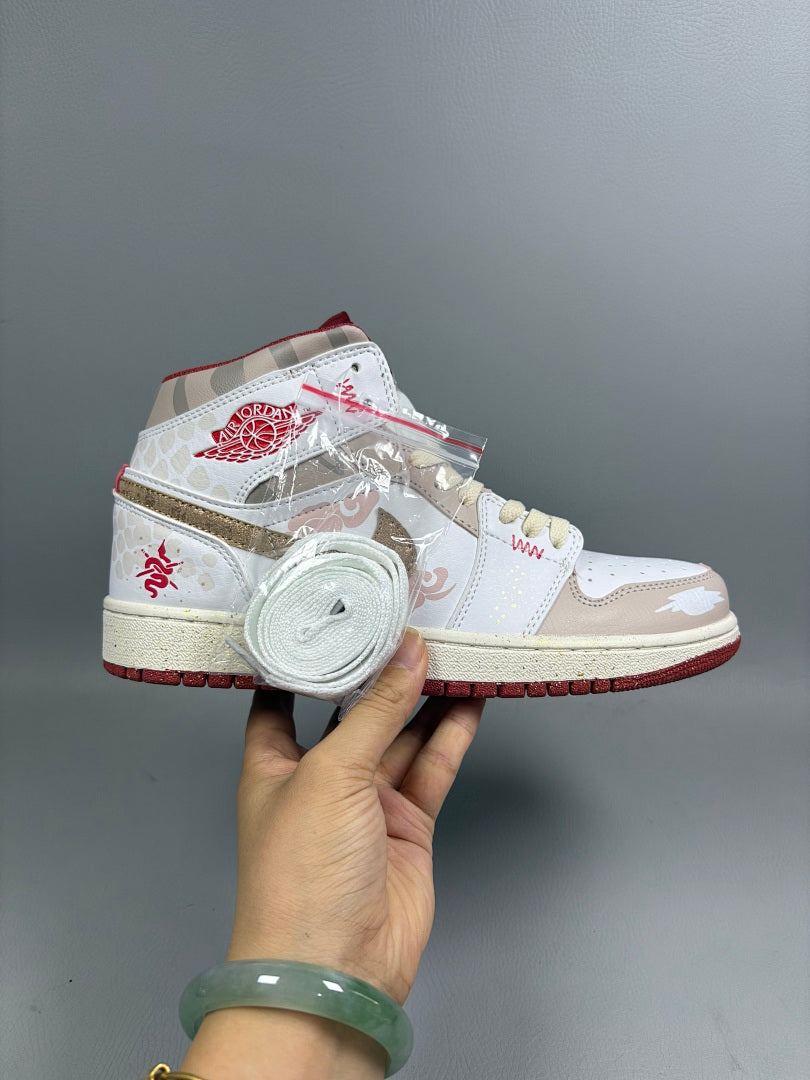 High Top Sneakers, White Pink Colorway, Lace Up Design, Casual Gift for Sneaker Fans
