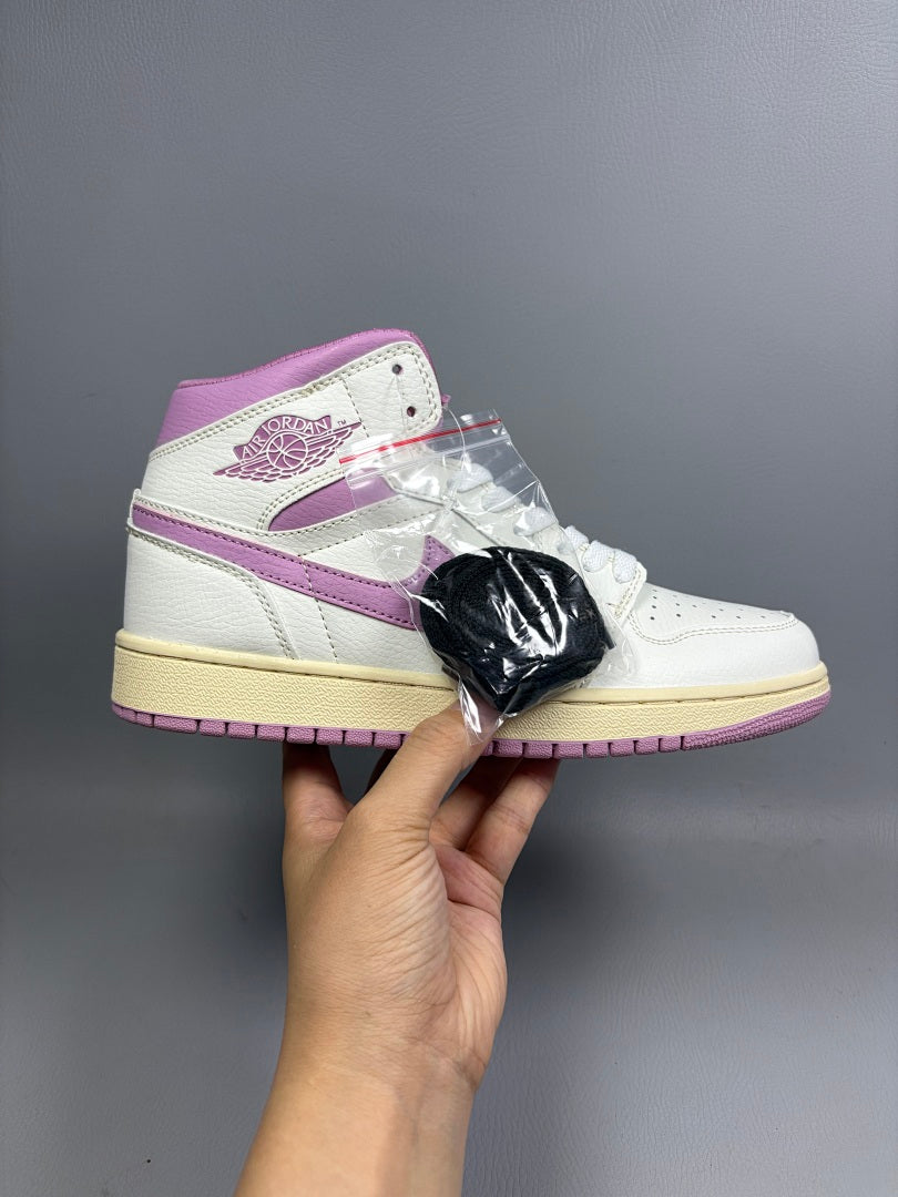 High Top Sneakers, White Purple Colorway, Lace Up Design, Casual Gift for Sneaker Fans