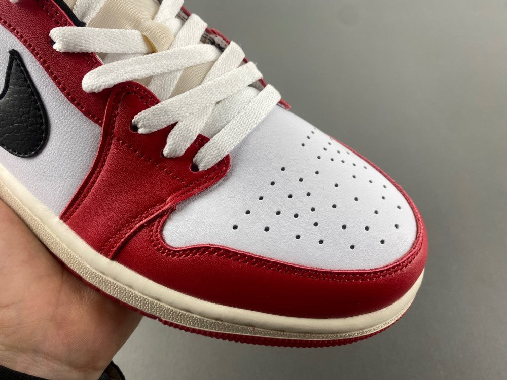 Low Top Sneakers, White Black Red Colorway, Lace Up Design, Casual Gift for Sneaker Fans