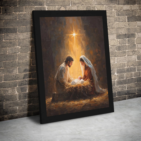 Holy Family Canvas Print, Nativity Scene Canvas Wall Art, Religious Oil Painting Style Canvas, Christian Christmas Wall Decor