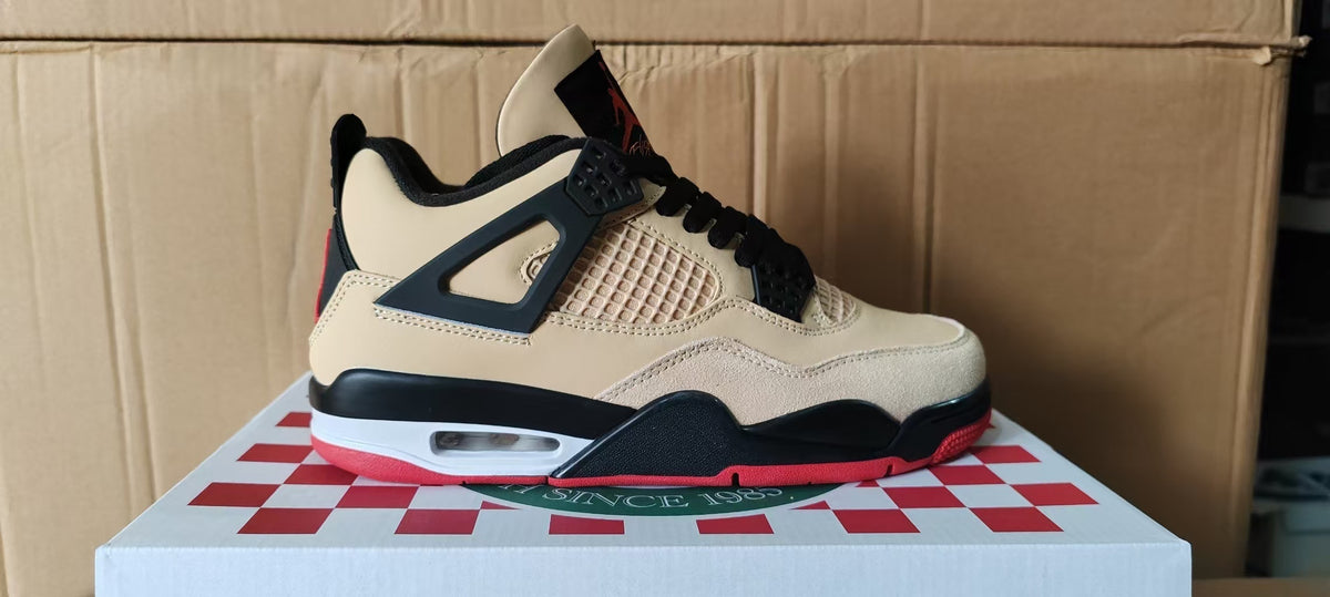 Mid Top Sneakers, Beige Black Colorway, Lace Up Design, Casual Gift for Sneaker Fans
