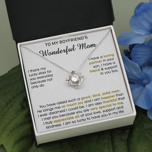 Appreciation Love Knot Pendant Necklace, Love Knot Necklace for Boyfriend Mom, 14k White Gold Message Jewelry, Birthday Chris