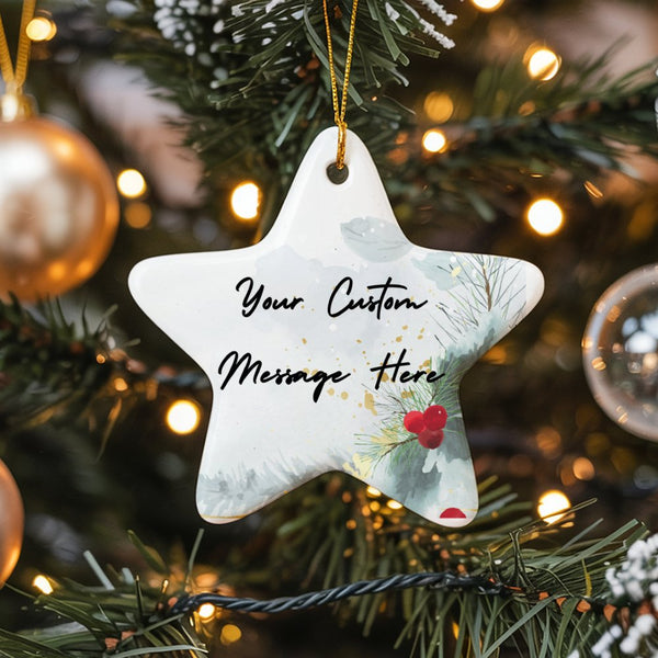 Ceramic Star Christmas Ornament, Custom Star Ornament, Star Shaped Keepsake Ornament, Holiday Tree Decoration, Family Present