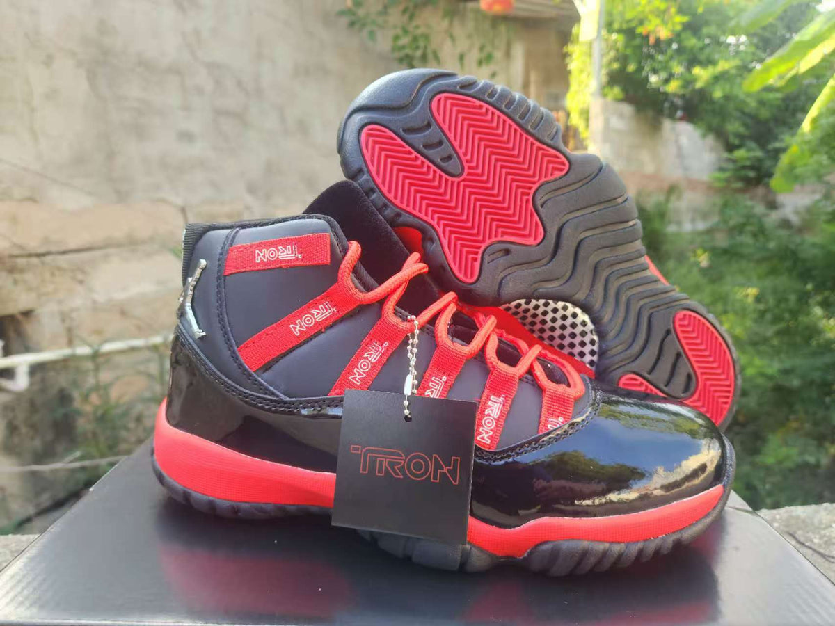 High Top Sneakers, Black Red Colorway, Lace Up Design, Casual Gift for Sneaker Fans