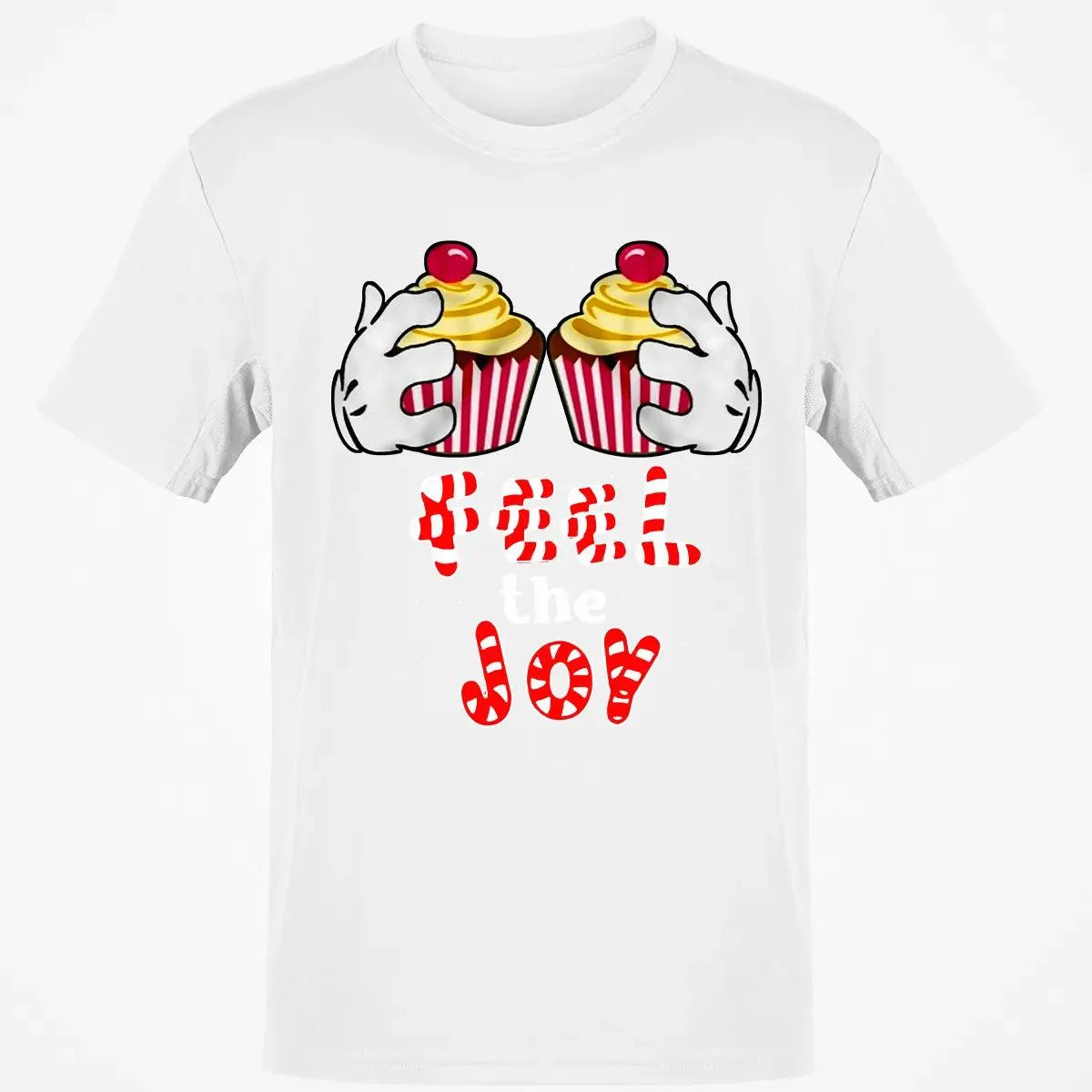 Adorable Cartoon Cupcake Graphic Tee, Feel the Joy Christmas Shirt, Holiday Sweets T-Shirt, Festive Winter Shirt, Dessert Lov
