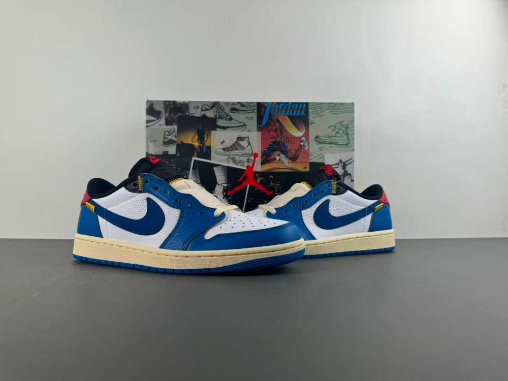 Low Top Sneakers, Blue White Yellow Colorway, Lace Up Design, Casual Gift for Sneaker Fans