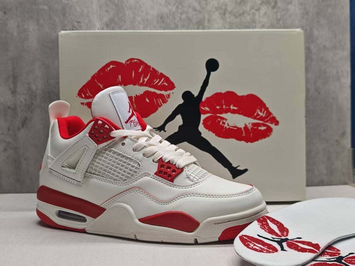 Mid Top Sneakers, Red Colorway, Valentine Design, Lace Up Design, Casual Gift for Sneaker Fans