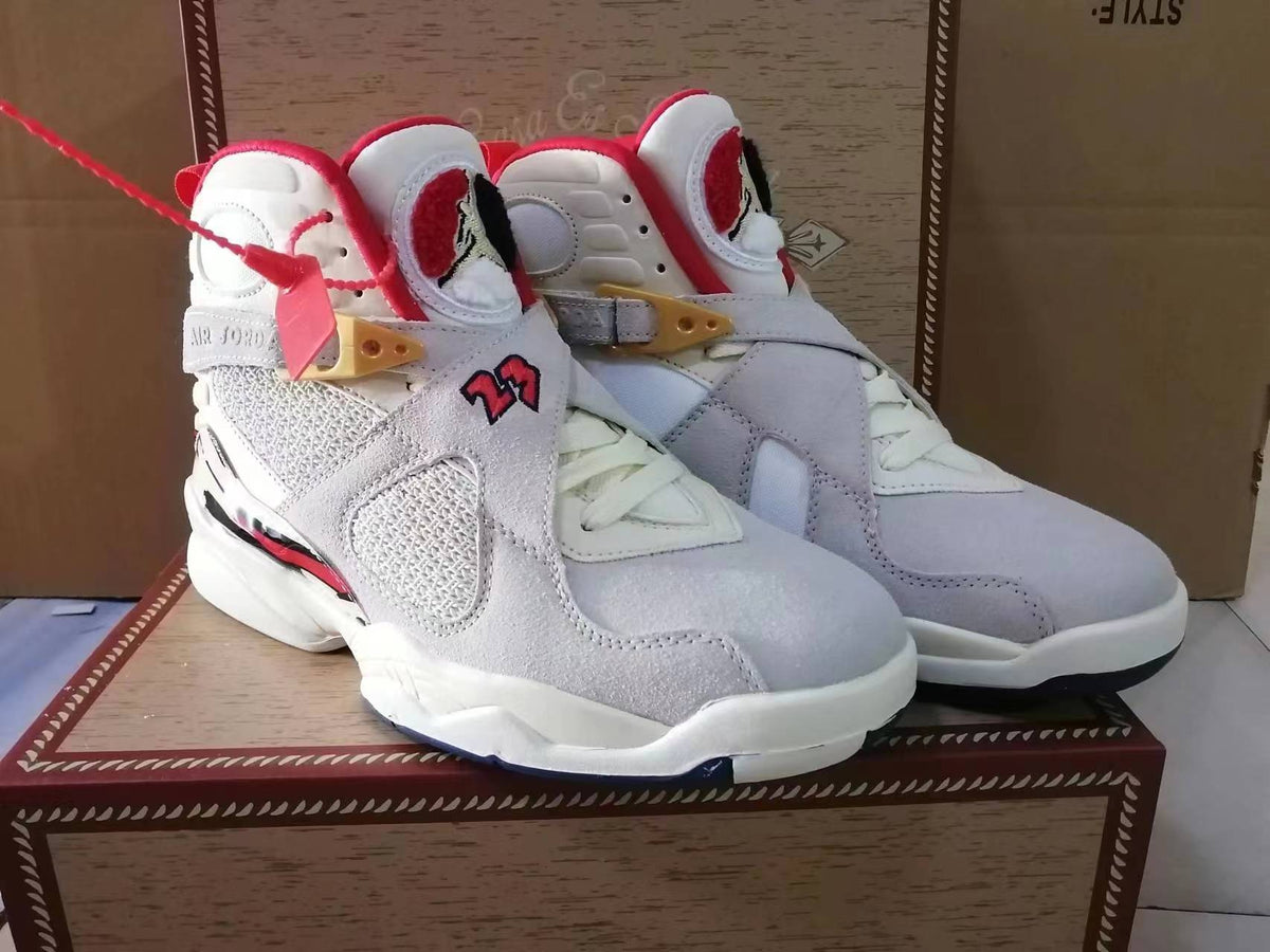 Sneakers, White Gray Red Colorway, Lace Up Design, Casual Gift for Sneaker Fans