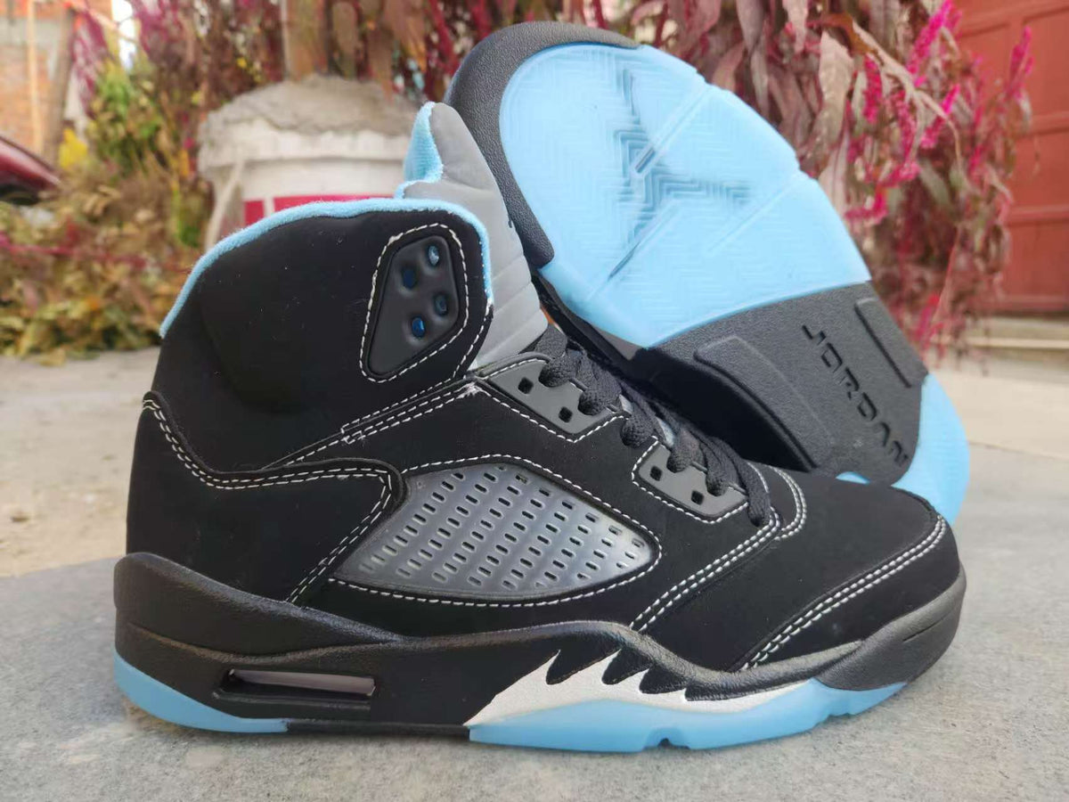 High Top Sneakers, University Blue Black Colorway, Lace Up Design, Casual Gift for Sneaker Fans