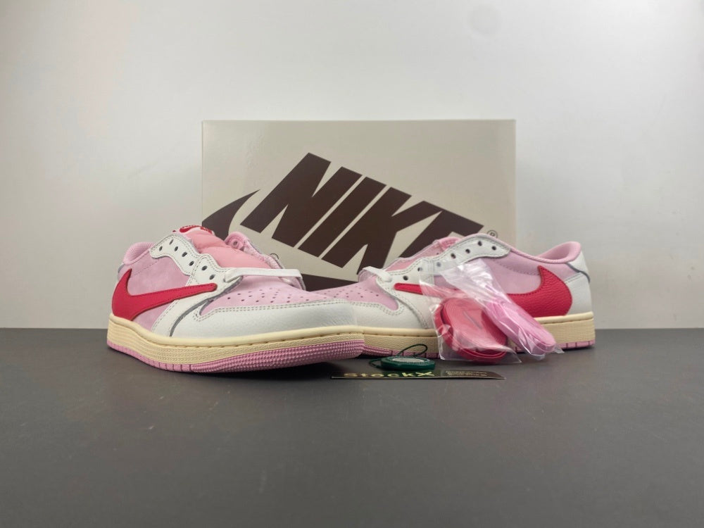 Low Top Sneakers, White Pink Colorway, Reverse Hook Design, Lace Up Design, Casual Gift for Sneaker Fans
