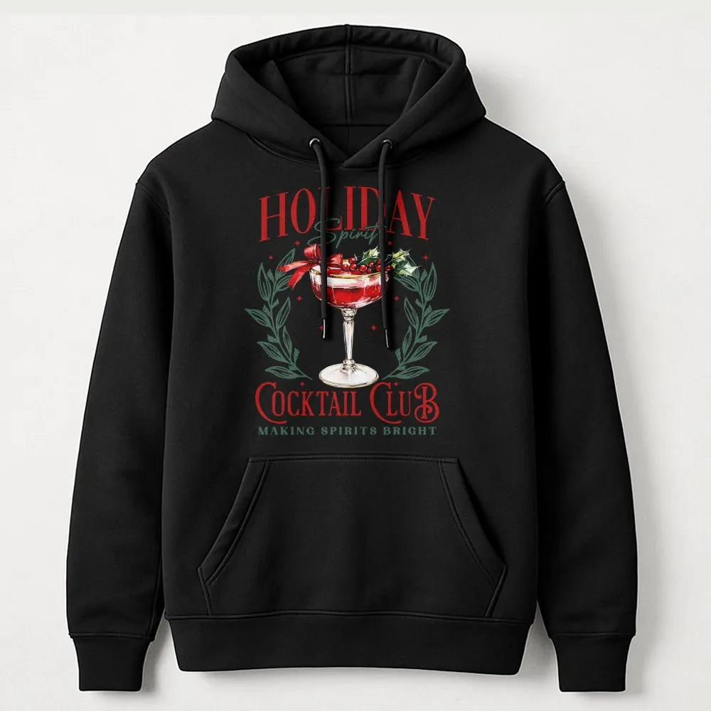 Festive Drink Bartender Hooded Sweatshirt, Holiday Cocktail Christmas Hoodie, Comfy Winter Drinking Pullover, Xmas Party Appa