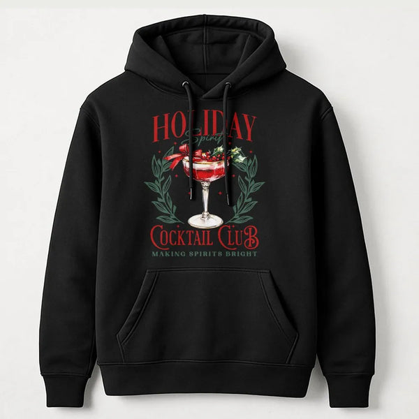 Festive Drink Bartender Hooded Sweatshirt, Holiday Cocktail Christmas Hoodie, Comfy Winter Drinking Pullover, Xmas Party Appa