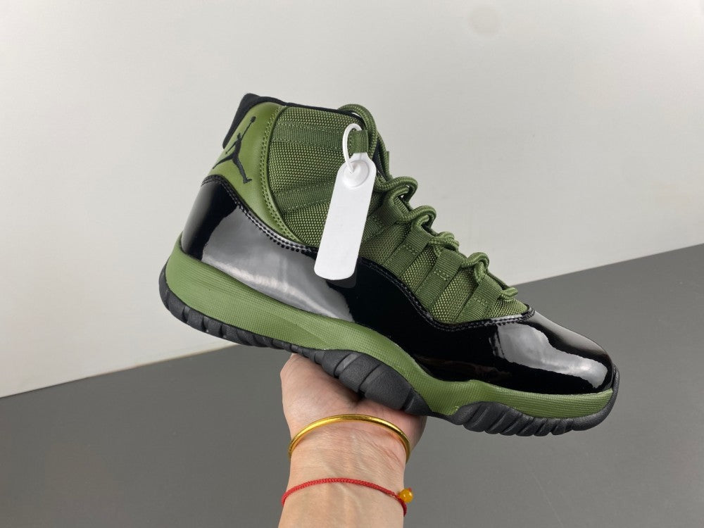 High Top Sneakers, Army Green Black Colorway, Leather Footwear, Lace Up Design, Casual Gift for Sneaker Fans
