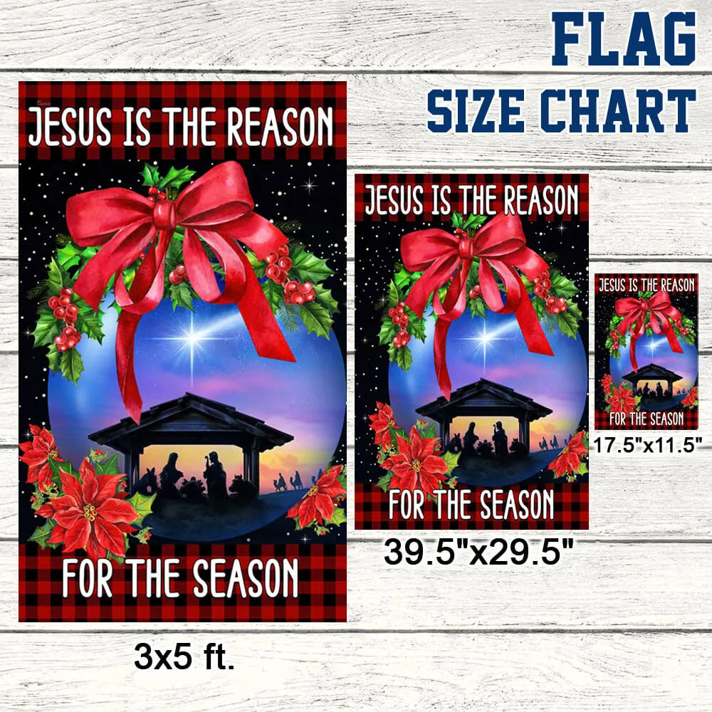 Holy Family Nativity Yard Flag, Jesus Is the Reason for the Season Garden Flag, Christian Christmas Lawn Flag, Religious Holi