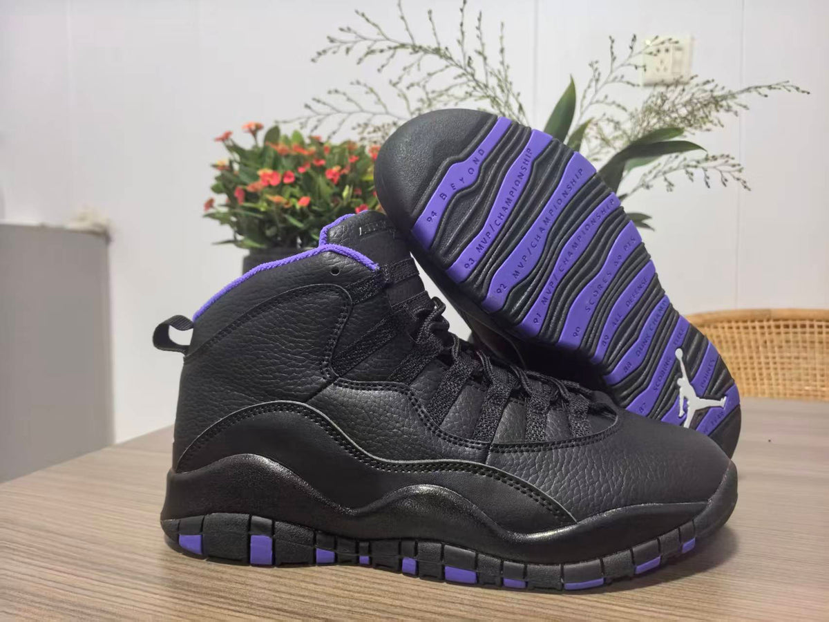 High Top Sneakers, Black Purple Colorway, Lace Up Design, Casual Gift for Sneaker Fans