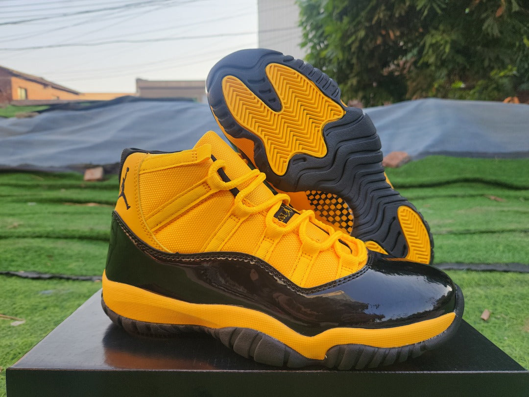 High Top Sneakers, Black Yellow Orange Colorway, Lace Up Design, Casual Gift for Sneaker Fans