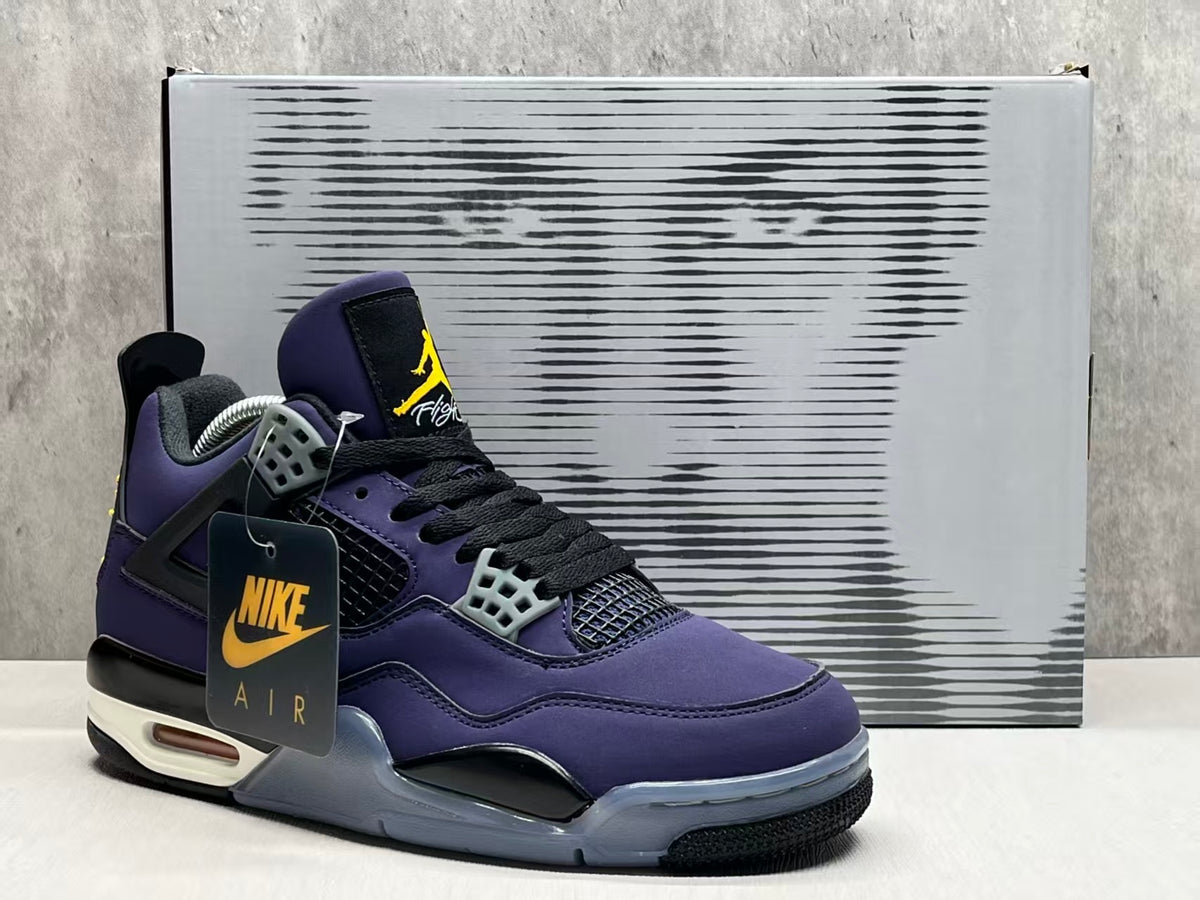 Mid Top Sneakers, Purple Gold Colorway, Lace Up Design, Casual Gift for Sneaker Fans