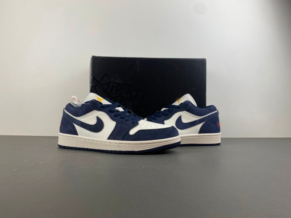 Low Top Sneakers, Blue White Colorway, Suede Footwear, Lace Up Design, Casual Gift for Sneaker Fans