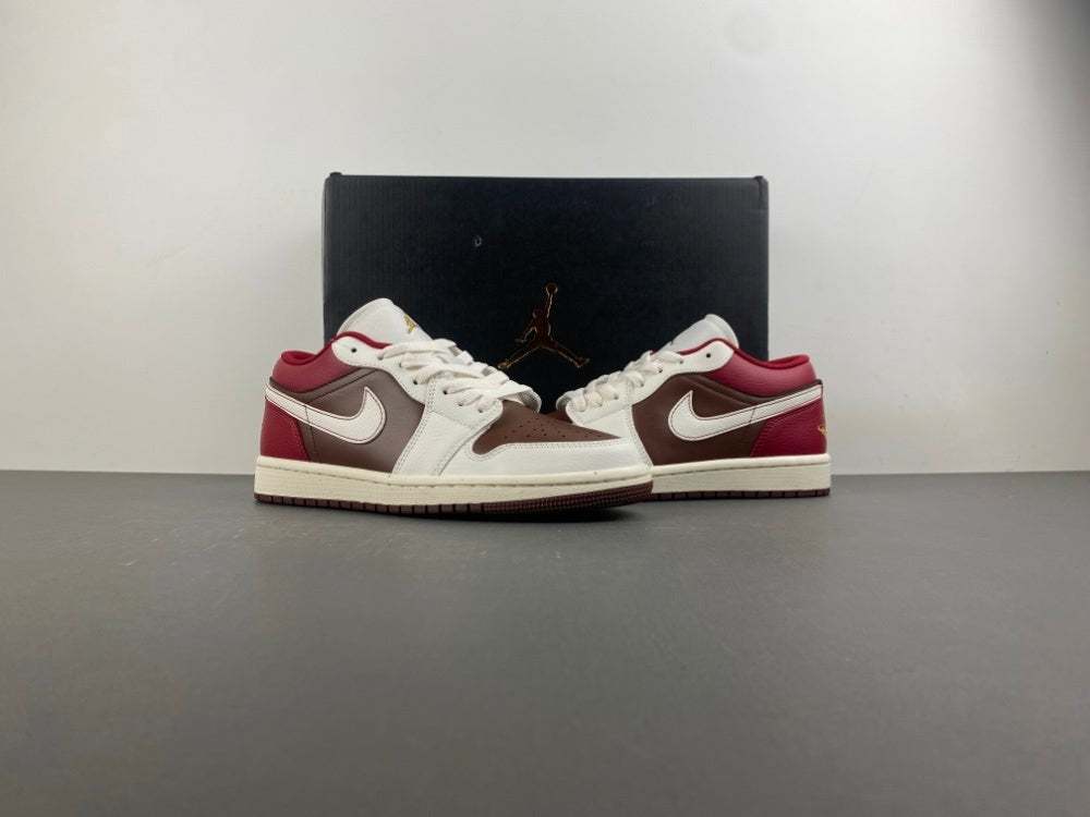 Low Top Sneakers, Burgundy White Brown Colorway, Lace Up Design, Casual Gift for Sneaker Fans