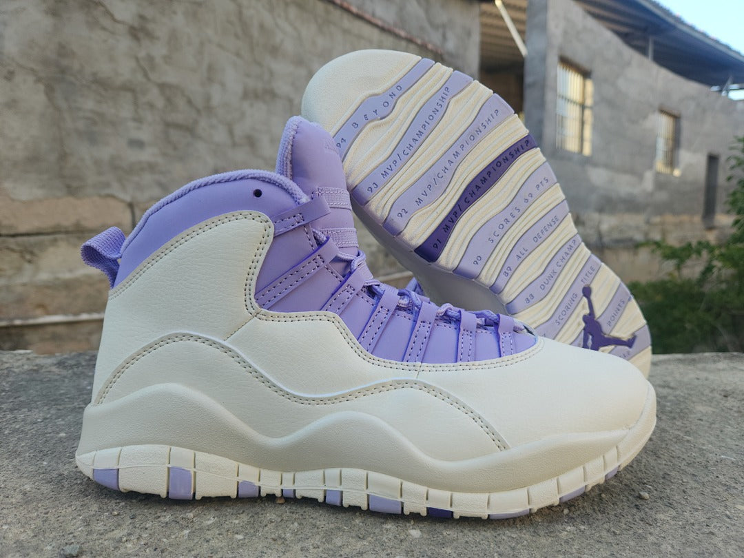 High Top Sneakers, White Purple Colorway, Lace Up Design, Casual Gift for Sneaker Fans