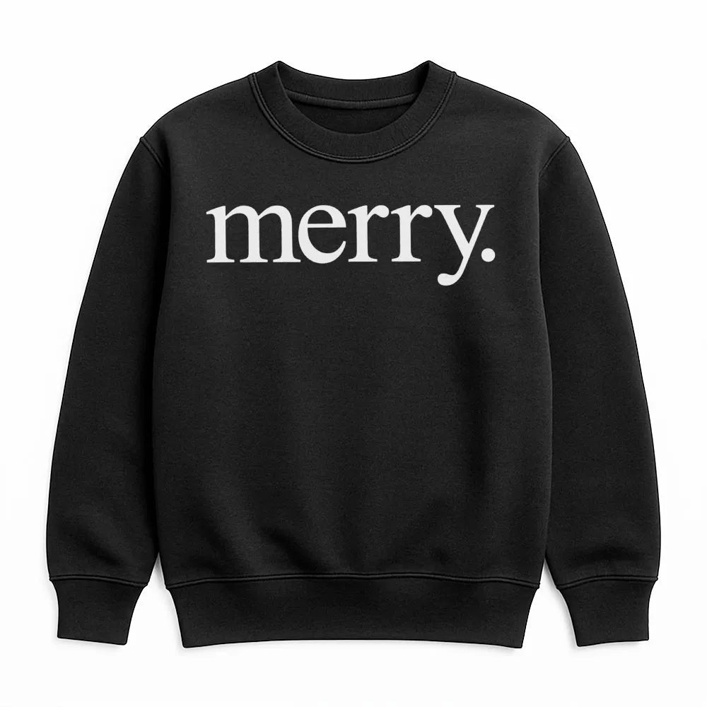 Minimalist Holiday Typography Crewneck, Merry Christmas Sweatshirt, Comfy Festive Winter Pullover, Christmas Season Graphic S