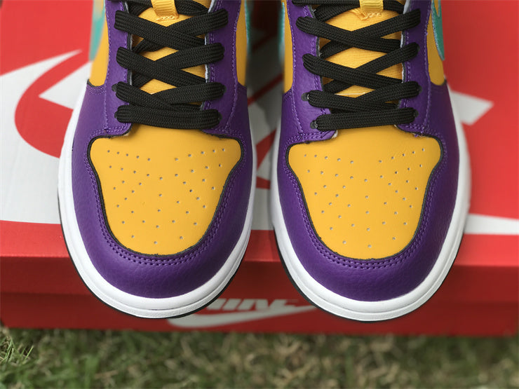 Low Top Sneakers, Purple Yellow Colorway, Lace Up Design, Casual Gift for Sneaker Fans
