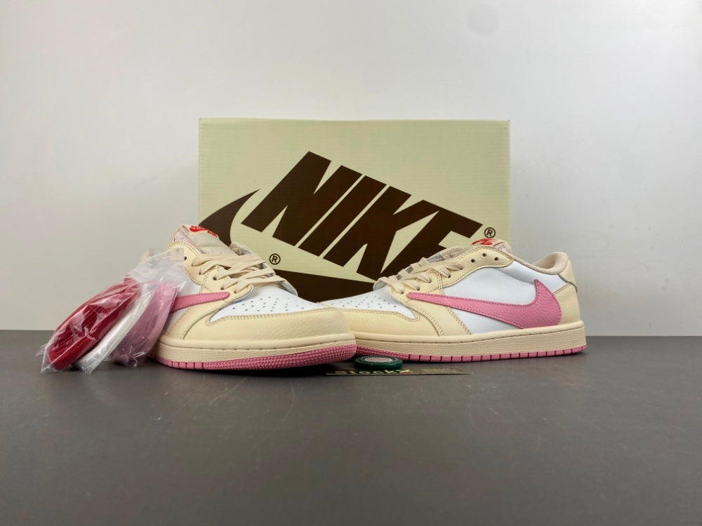 Low Top Sneakers, White Pink Colorway, Reverse Hook Design, Lace Up Design, Casual Gift for Sneaker Fans