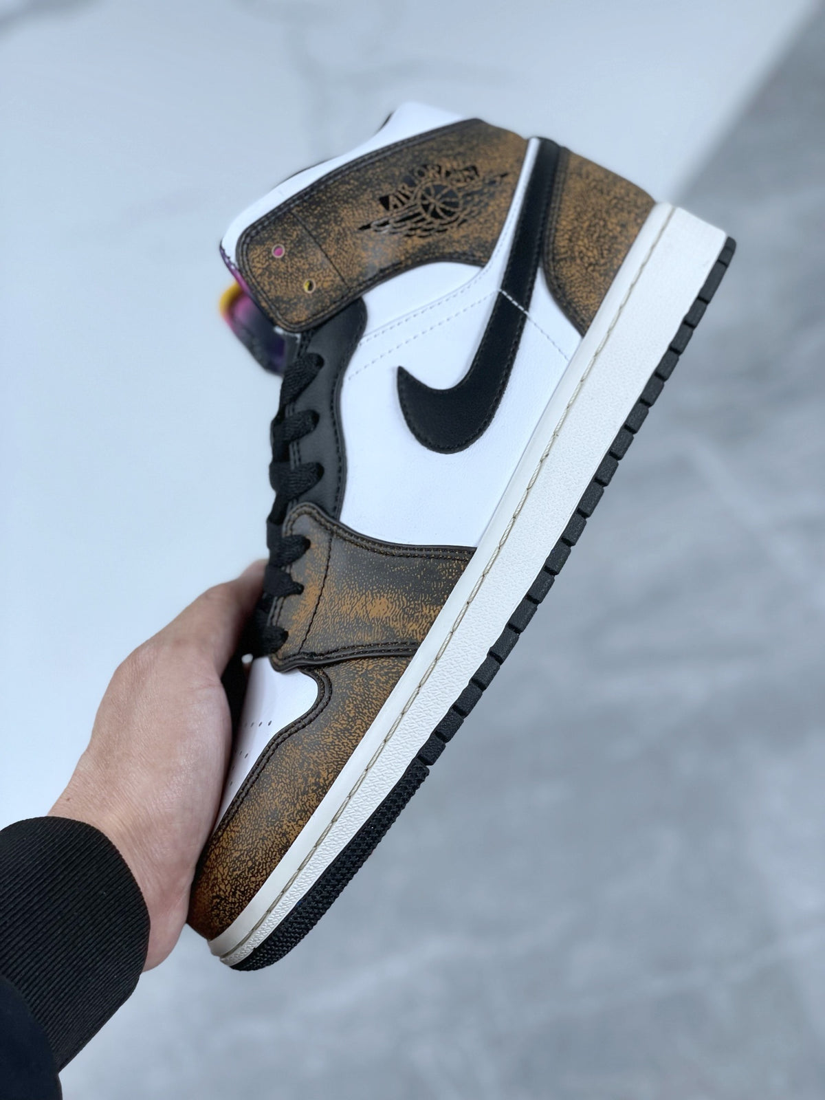 Mid Top Sneakers, White Black Yellow Colorway, Lace Up Design, Casual Gift for Sneaker Fans