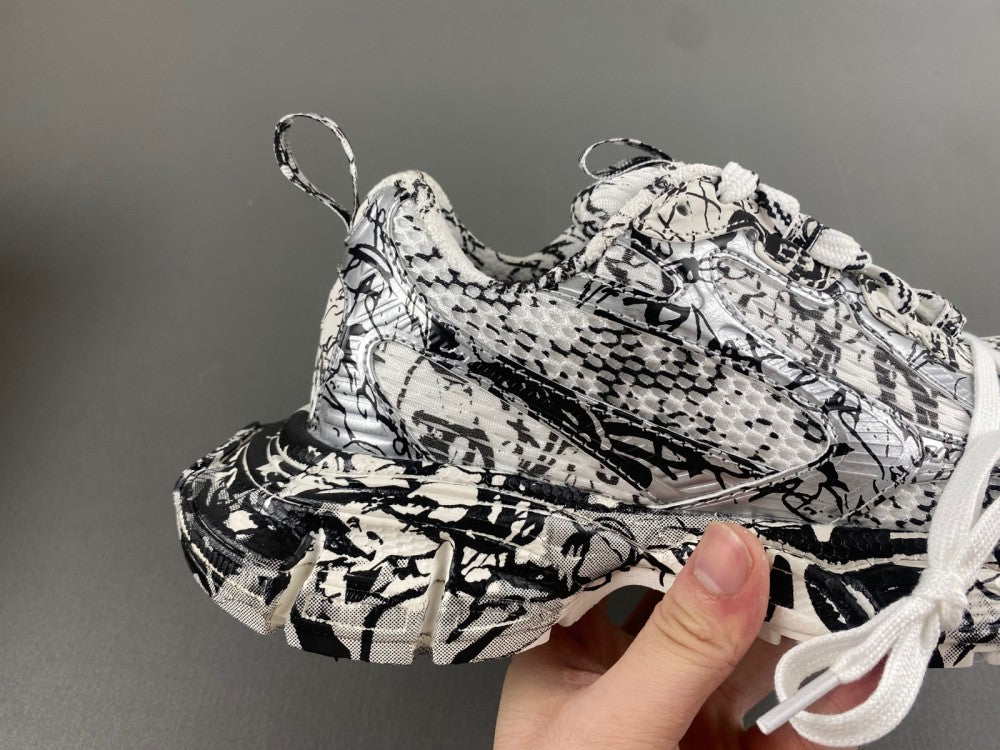 Distressed Shoes, White Black Colorway, Lace Up Design, Distressed Finish, Casual Gift for Shoe Lovers