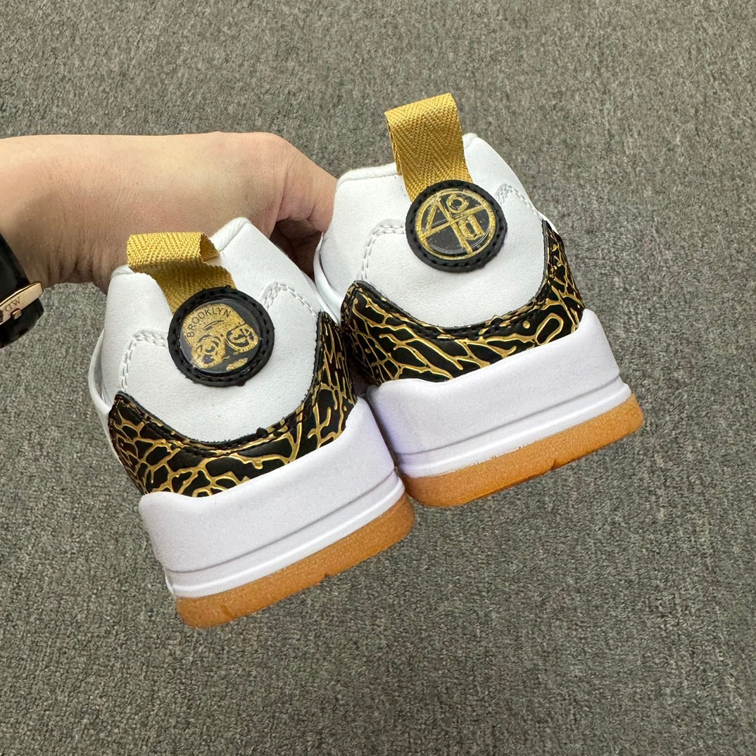 Low Top Basketball Shoes, White Gold Colorway, Lace Up Design, Casual Gift for Shoe Lovers