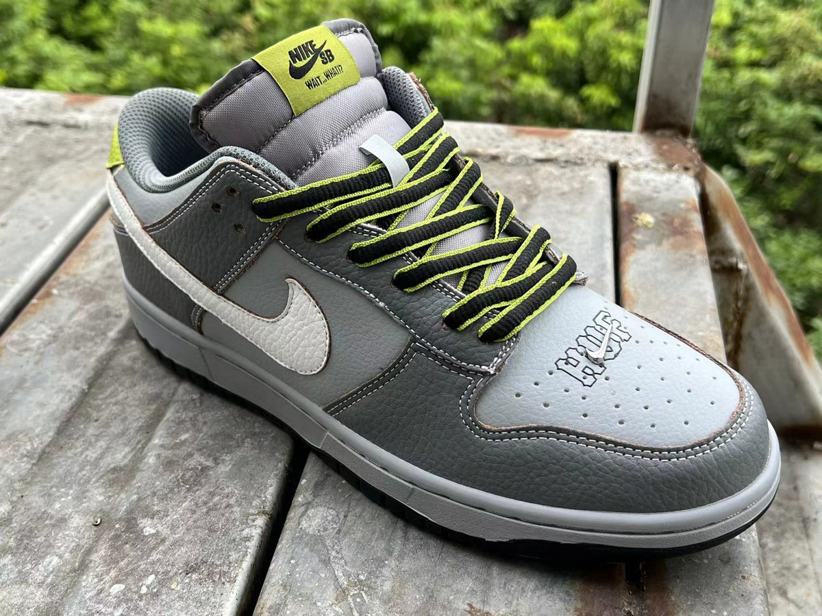 Low Top Sneakers, Gray Yellow Colorway, Lace Up Design, Casual Gift for Sneaker Fans