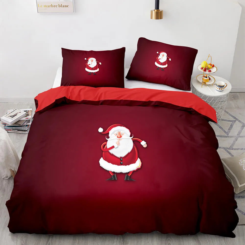 Holiday Bedding Set, Merry Christmas Santa Duvet Cover Set, Santa Claus Microfiber Quilt Cover, Kids Room Decor, Winter Holid