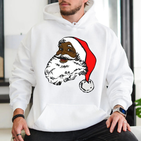 African American Santa Sweatshirt, Black Santa Claus Hoodie, Black Santa Christmas Hoodie, Retro Melanin Holiday Hoodie, Fest