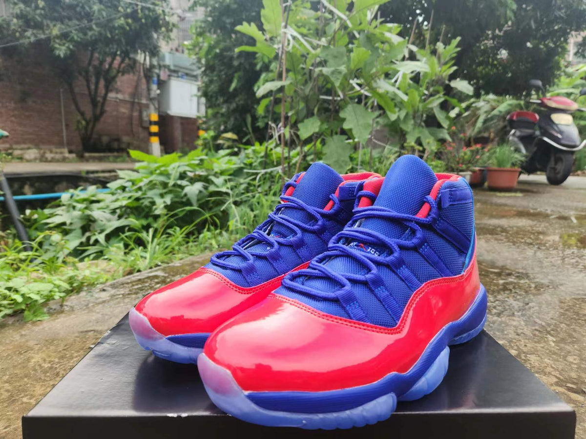 High Top Sneakers, Royal Blue Red Colorway, Lace Up Design, Casual Gift for Sneaker Fans