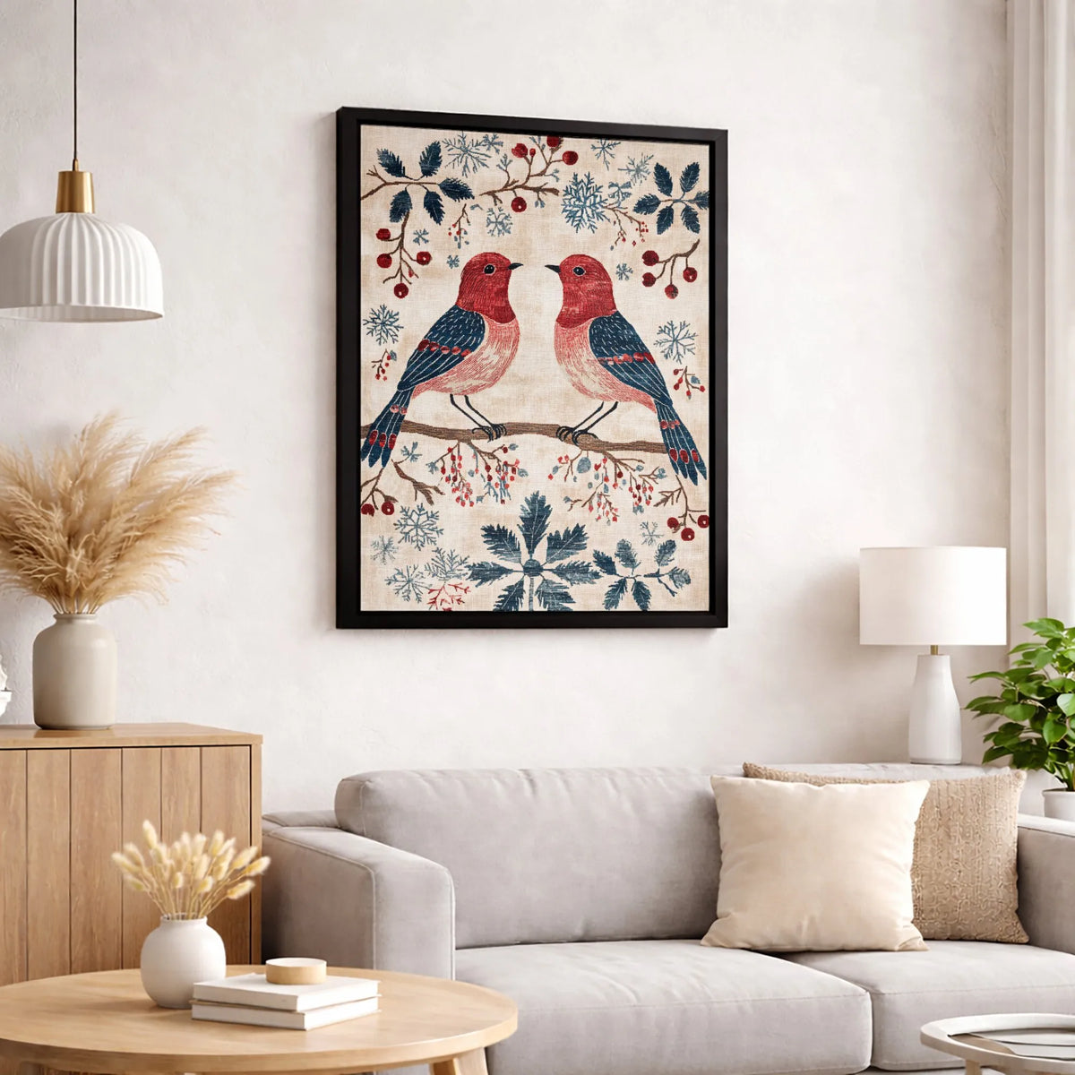 Rustic Red Bird Poster, Winter Cardinal Canvas Wall Art, Christmas Bird Canvas Art, Farmhouse Bird Wall Art, Nature Printable