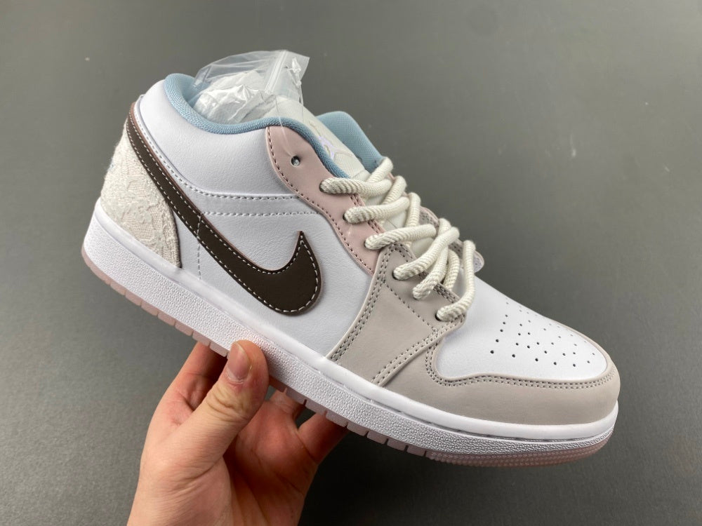 Low Top Sneakers, Off White Pink Gray Colorway, Lace Up Design, Casual Gift for Sneaker Fans