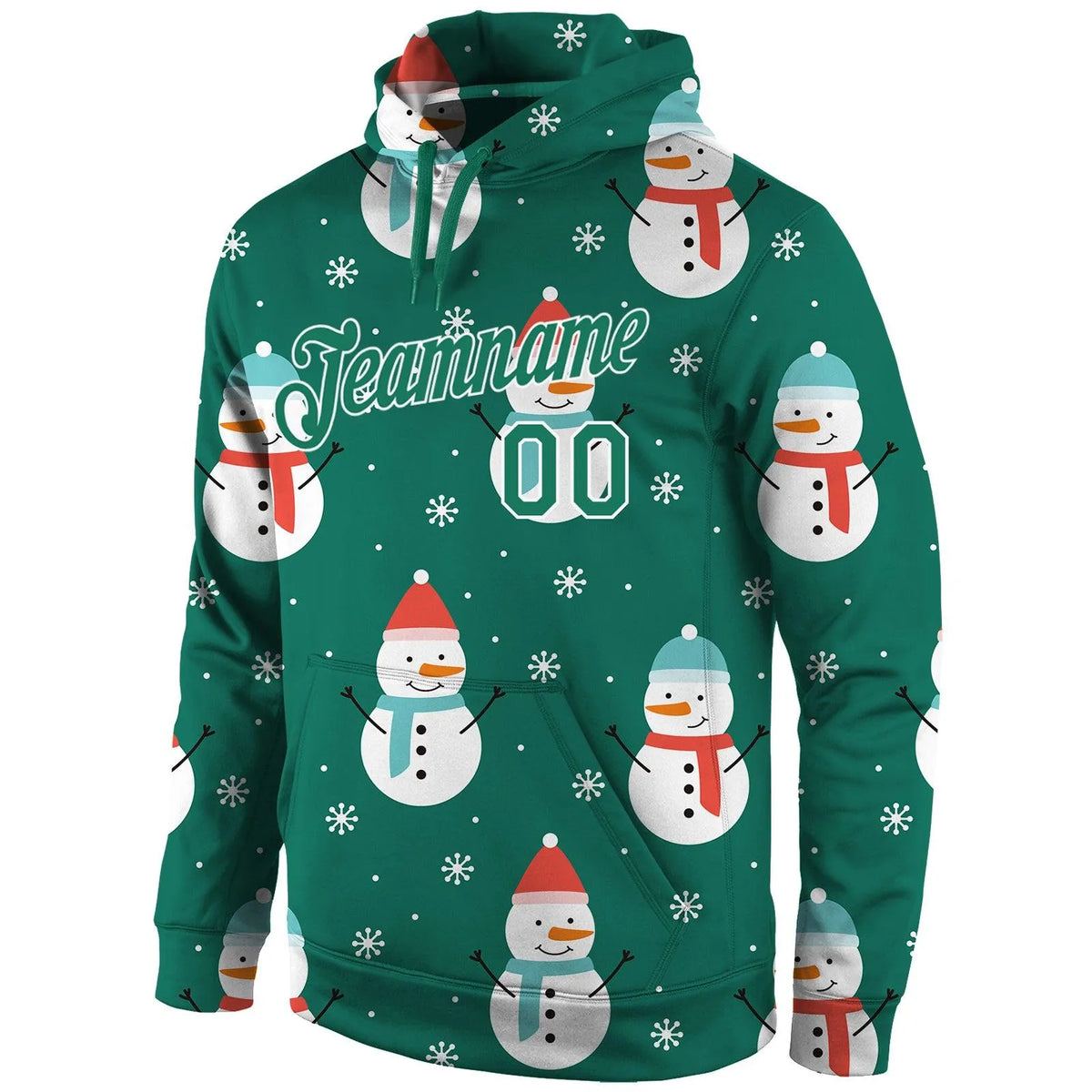 Personalized Holiday Pullover Sweatshirt, Custom Snowman Christmas Hoodie, Custom Team Name Number Fleece Hoodie, Game Day Fa