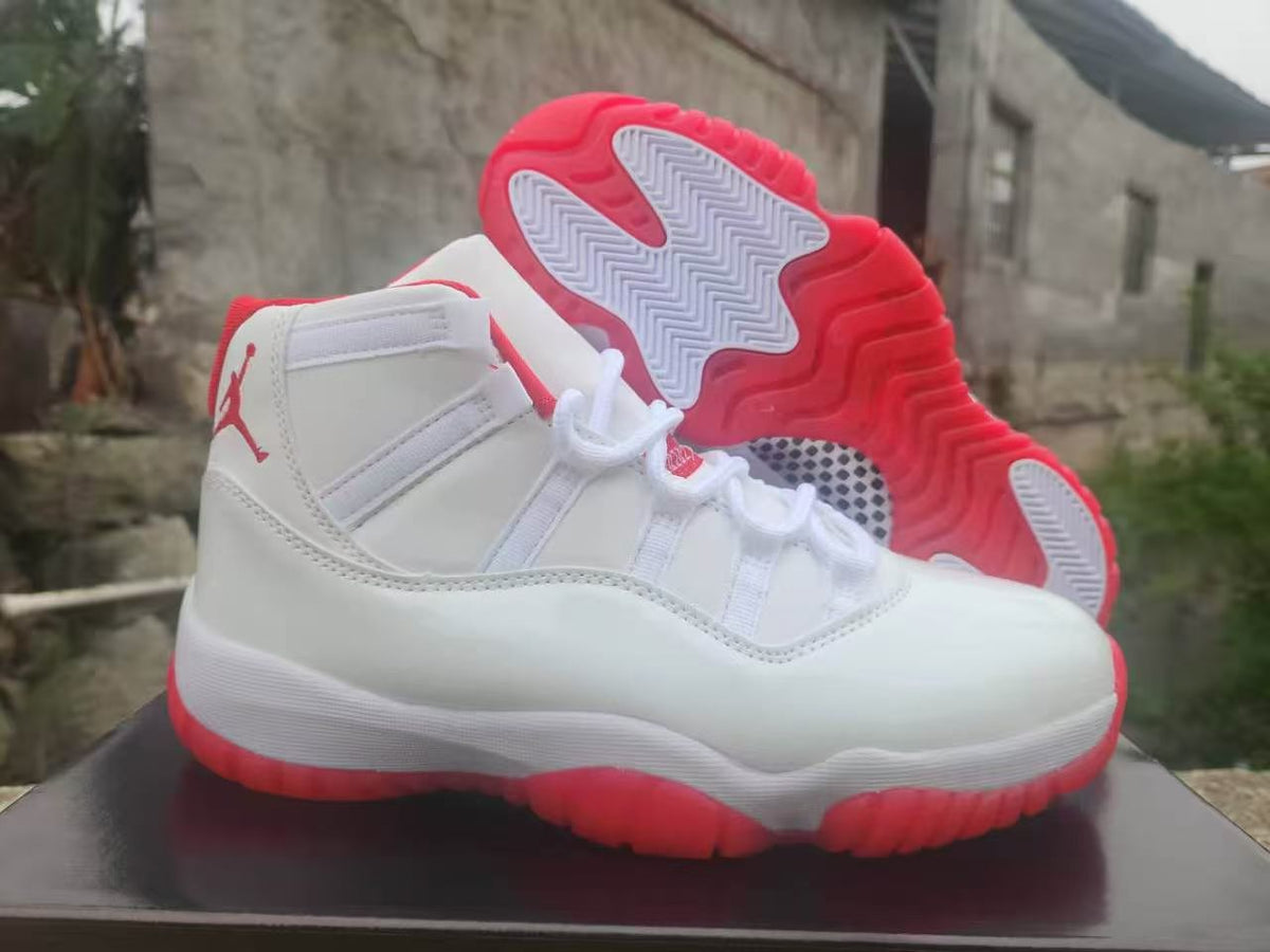 High Top Sneakers, White Red Colorway, Lace Up Design, Casual Gift for Sneaker Fans