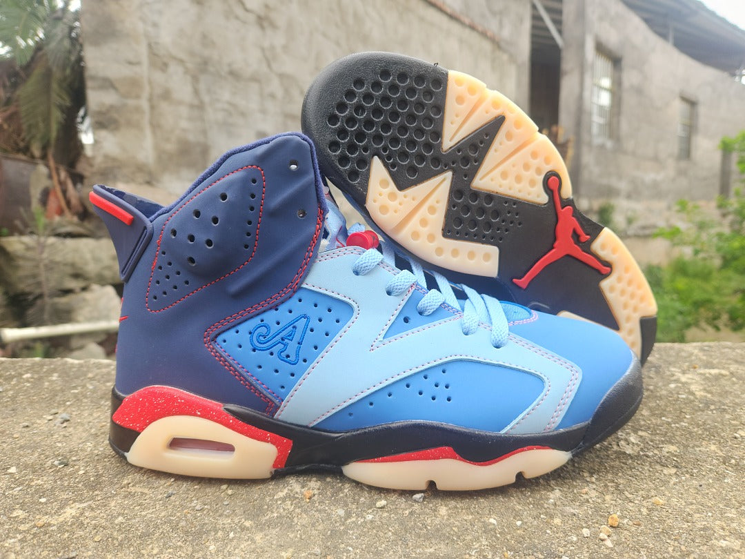 High Top Sneakers, Blue Red Colorway, Lace Up Design, Casual Gift for Sneaker Fans
