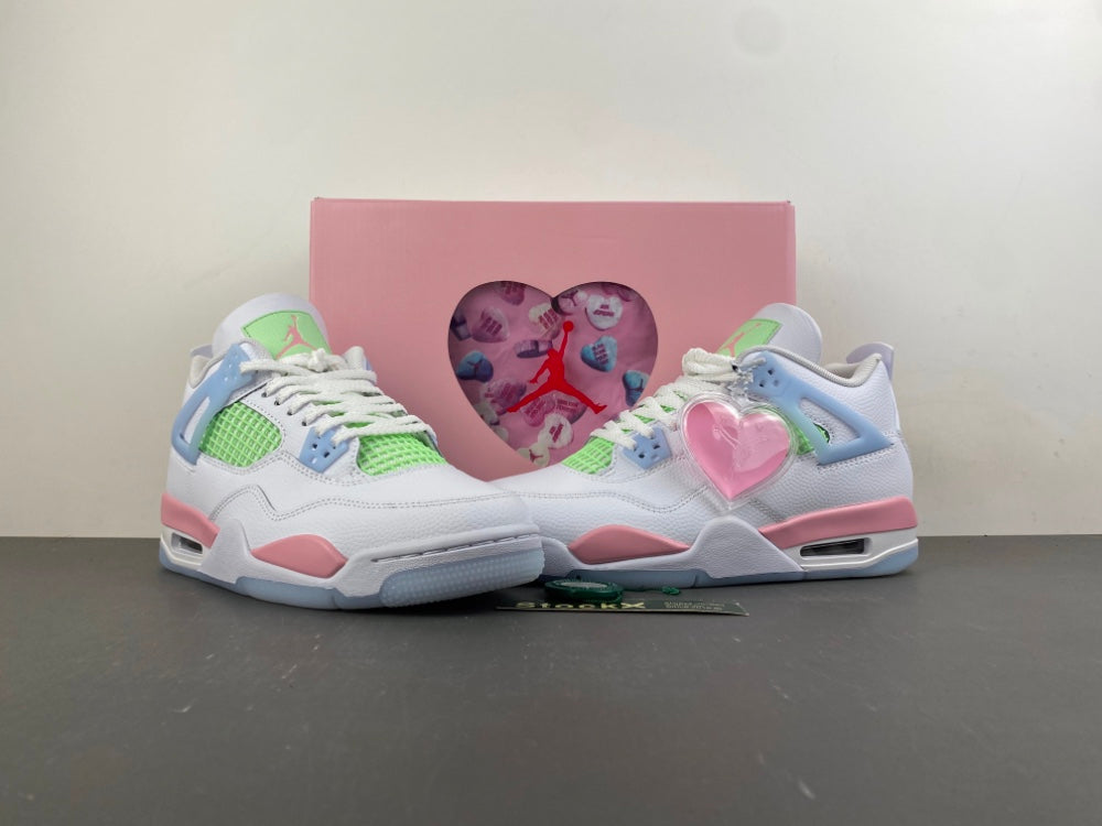 Retro Low Top Sneakers, White Green Pink Colorway, Valentine Design, Lace Up Design, Casual Gift for Sneaker Fans