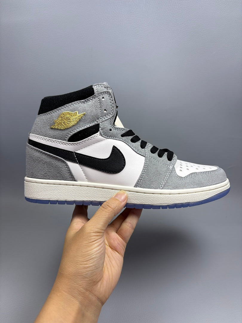High Top Sneakers, Gray Colorway, Lace Up Design, Casual Gift for Sneaker Fans